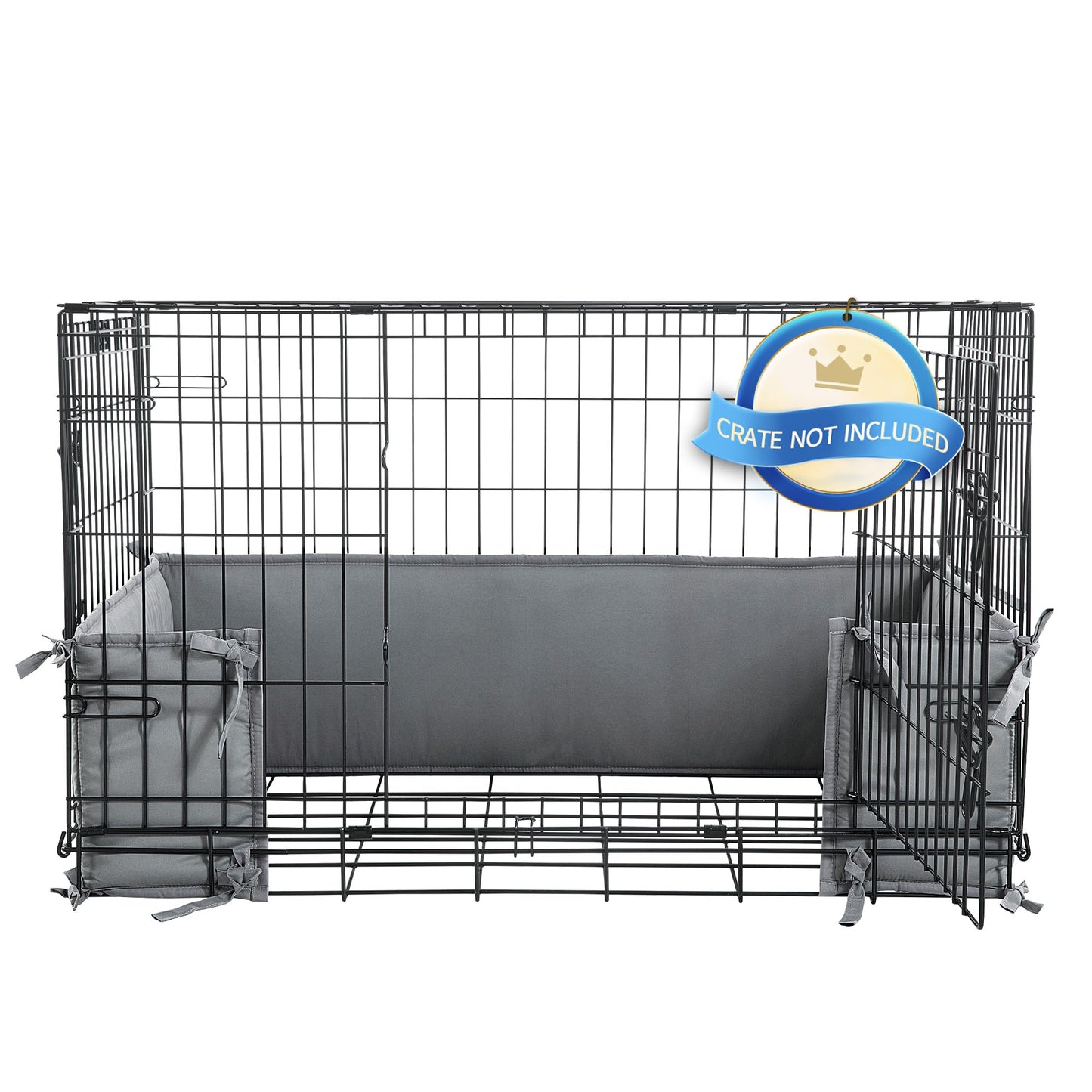 HOMBYS Dog Crate Bumper with Ties – Dark Grey, 36"x22"