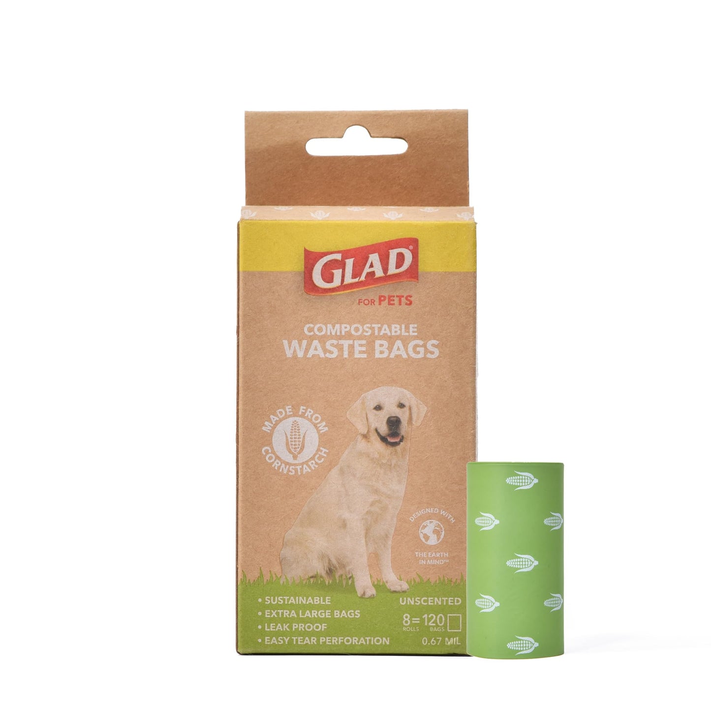 GLAD for Pets Compostable Dog Waste Bags – 120 Count, XL