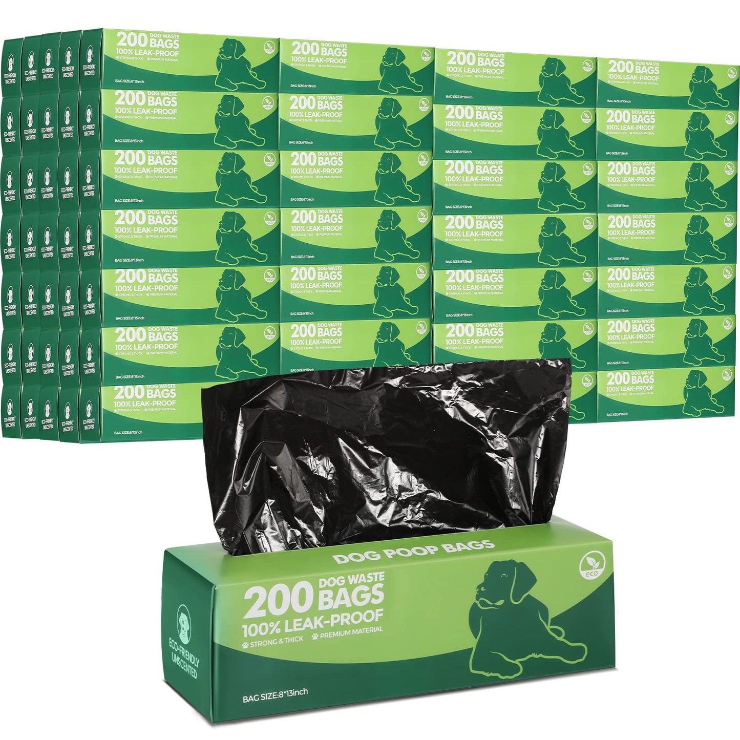 Sherr Bulk Dog Poop Bags – 4000 Count, 20 Rolls, Black