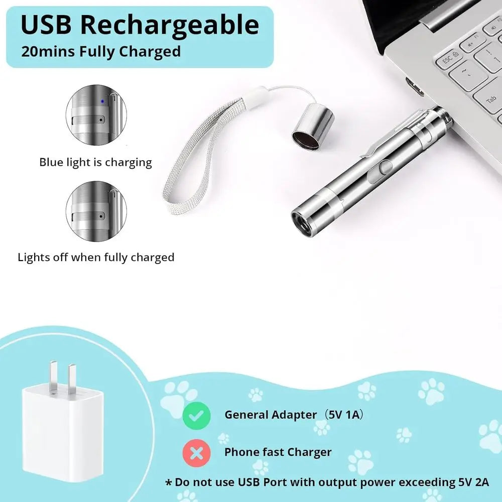 USB Rechargeable Kitten Toys with 7 Adjustable Speeds, Interactive Chase Toys for Indoor Cats & Dogs, Training & Exercise
