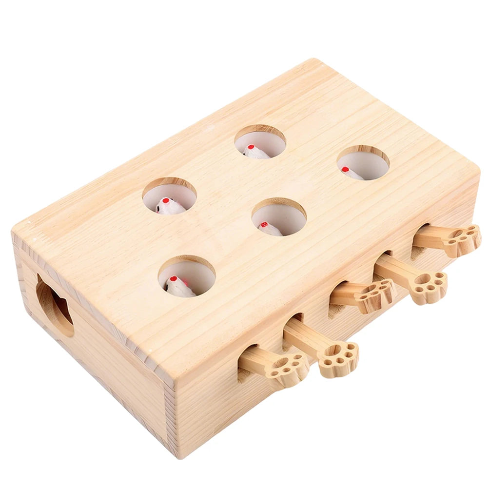Wooden Whack-a-Mole Interactive Cat Toy