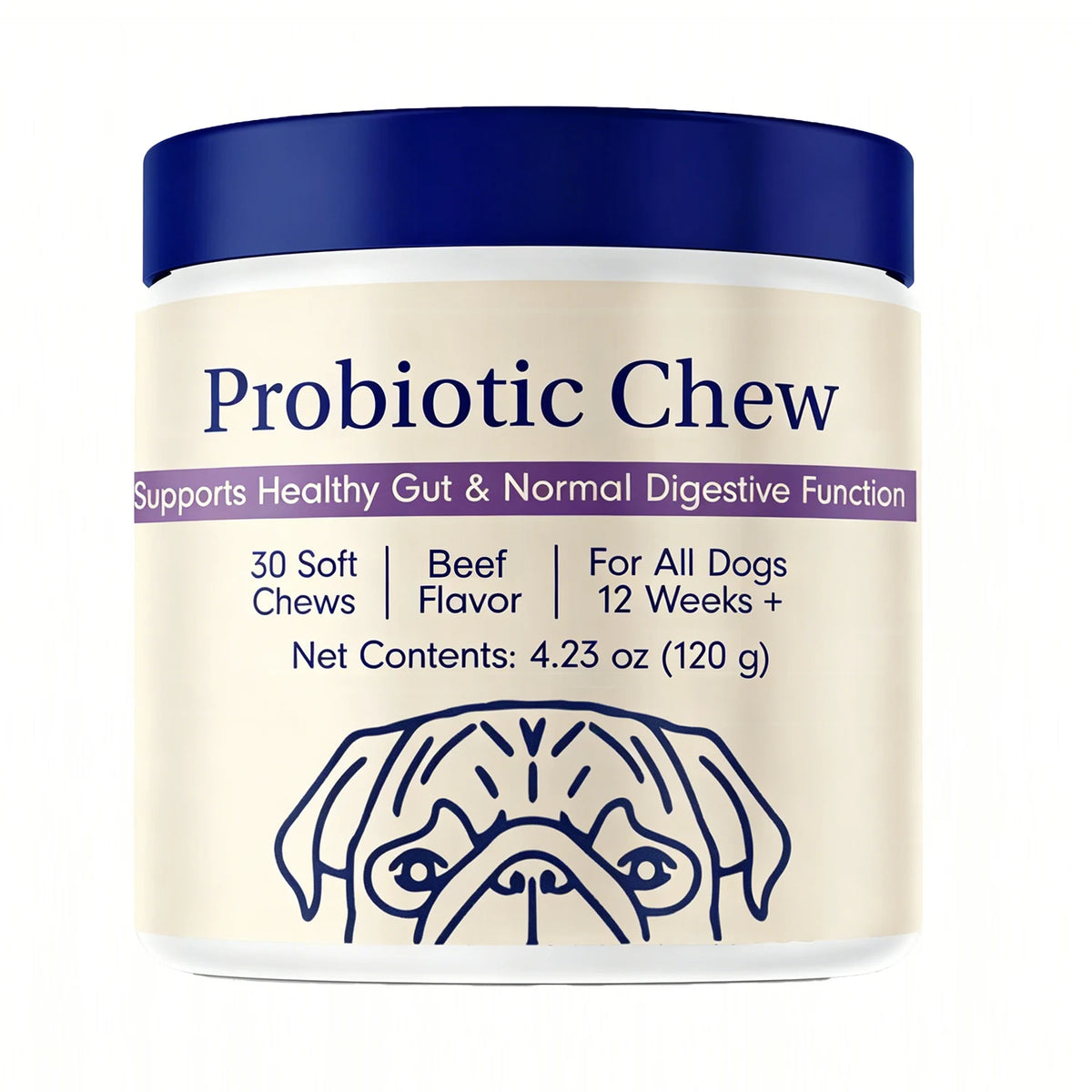 Dog Probiotic Chews for Gut Health & Digestion – Beef Flavor