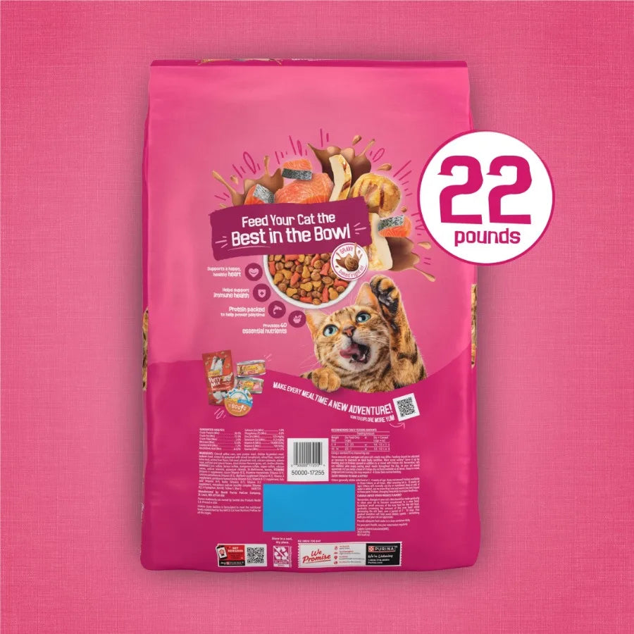 Purina Gravy Swirlers Dry Cat Food Flavors of Chicken, Salmon and Gravy, 22 lb Bag