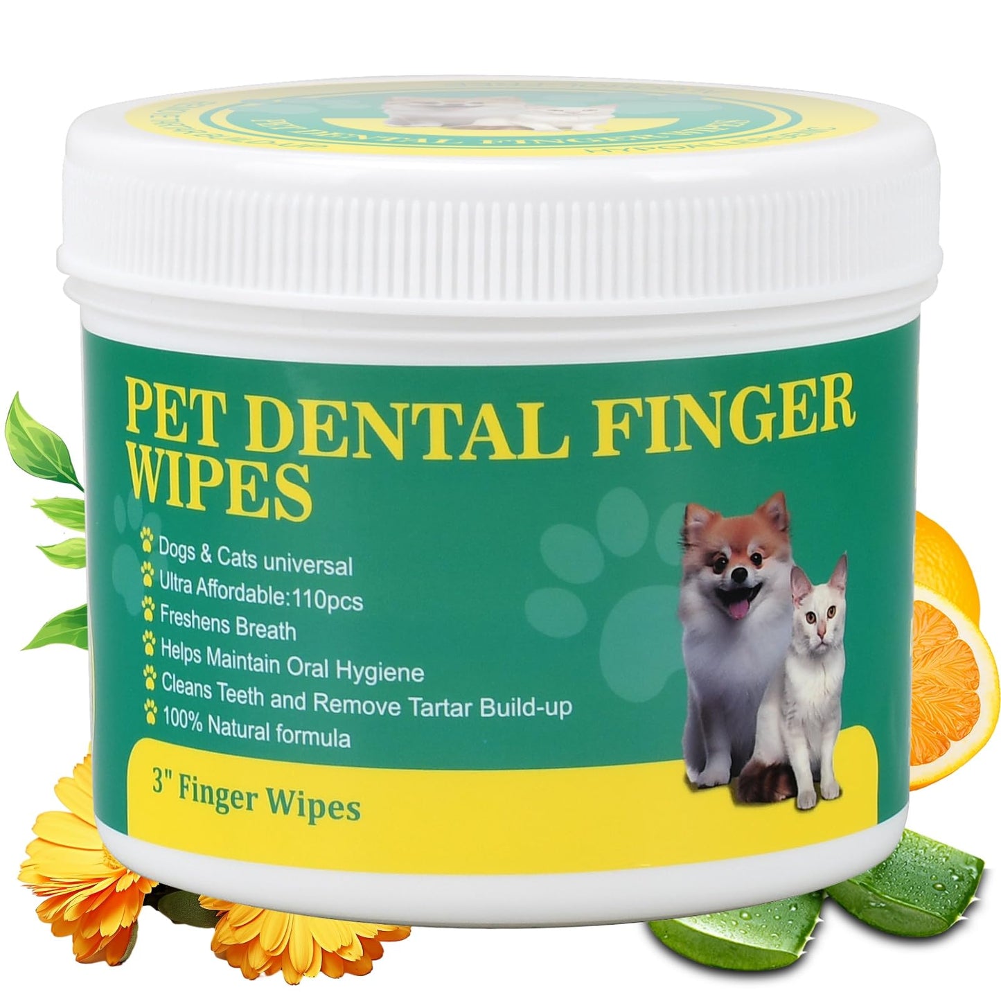 OPULA Dog Dental Finger Wipes for Cats & Dogs – 110 Count