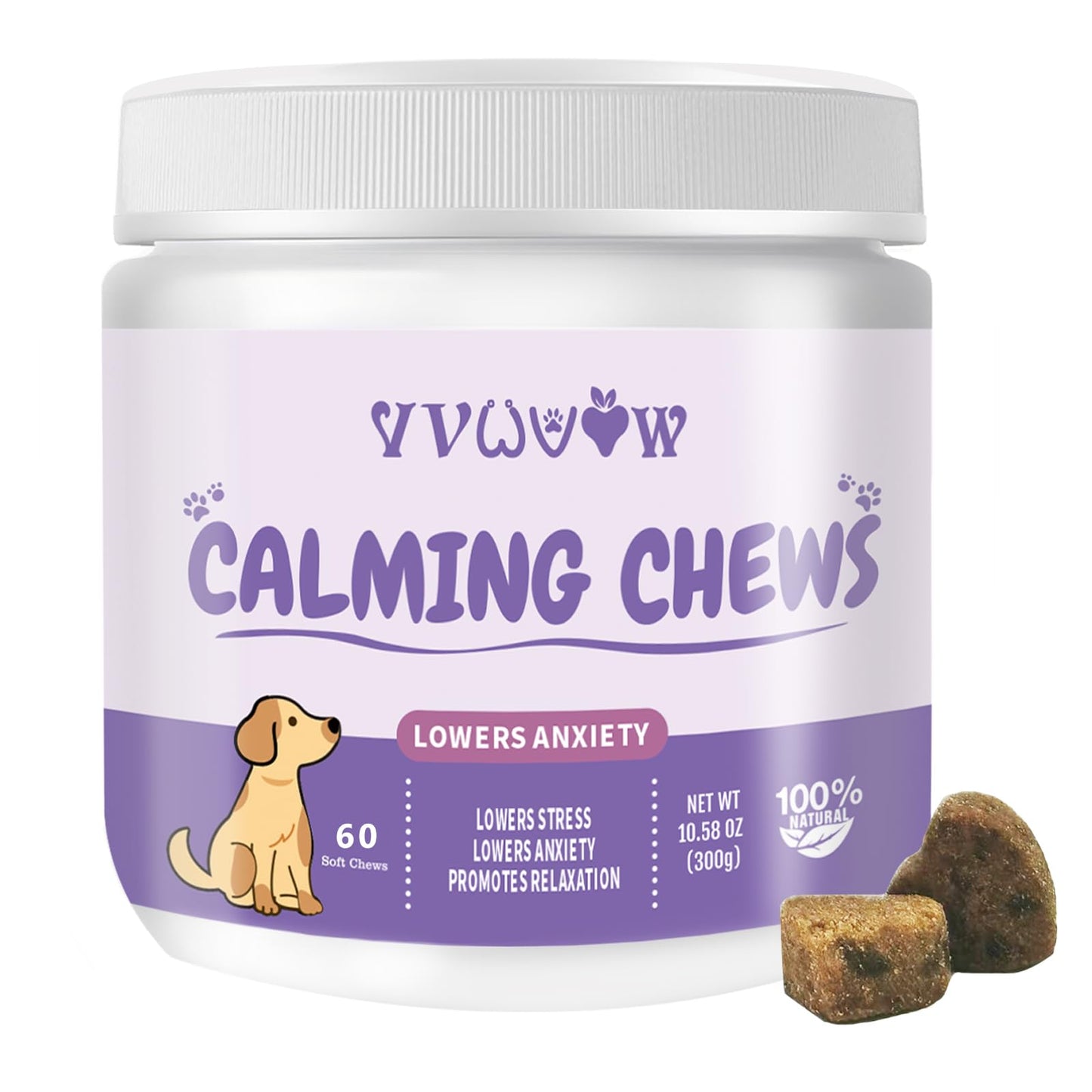Dog Calming Chews with Melatonin – Anxiety & Stress Relief, 60 Count
