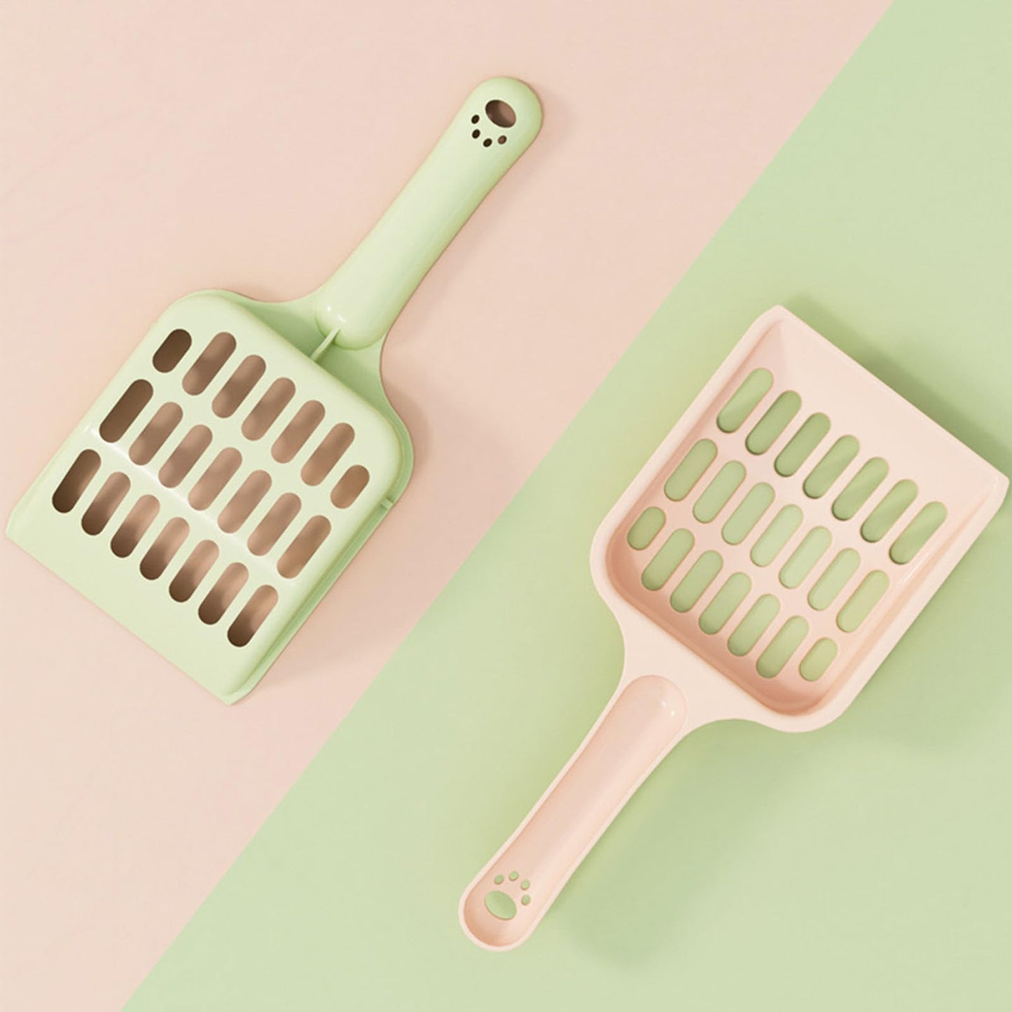 Plastic Cat Litter Scoop Set – 4-Pack, Pink & Green
