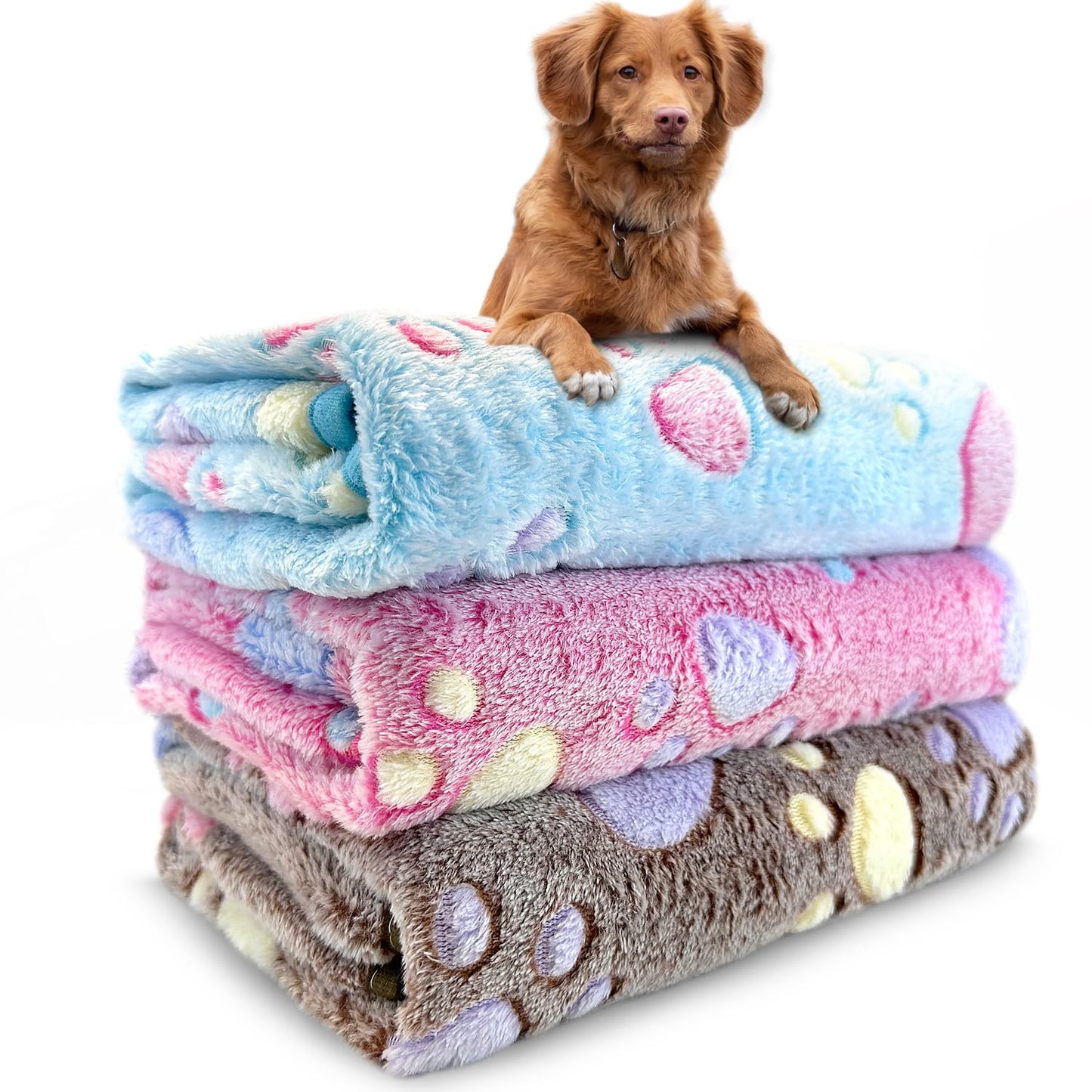 Dog Blankets for Medium Large Dogs Washable 3 Pack Pet Blanket Washable 41" x 31" Fuzzy Soft Puppy Blanket Throw Cover for Kennel Crate Bed Blanket for Dogs Pet Blankets for Dogs