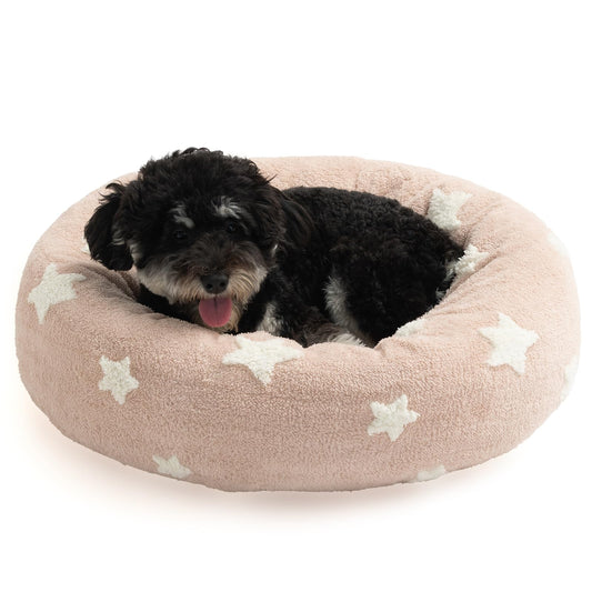 Mora Pets Calming Donut Dog Bed – Star Print, 23", Washable