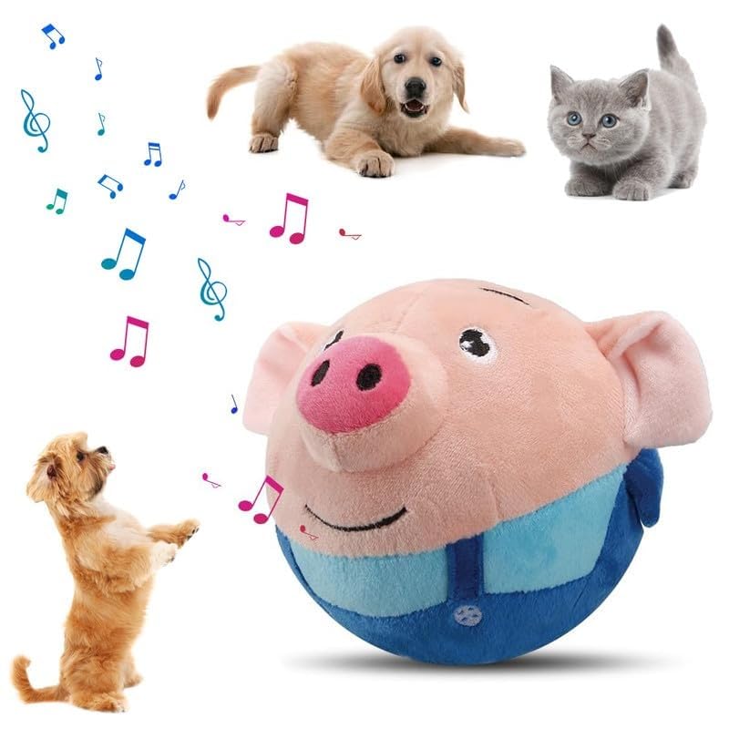 Interactive Dog ToysActive Moving Pet Plush Toy2025 New shaking dog ball pig dog toy Interactive Dog Ball with song Squeaky Moving Dog Ball ToyRechargeable Toys to Keep Them Busy Dog Toys(Bule Pig)