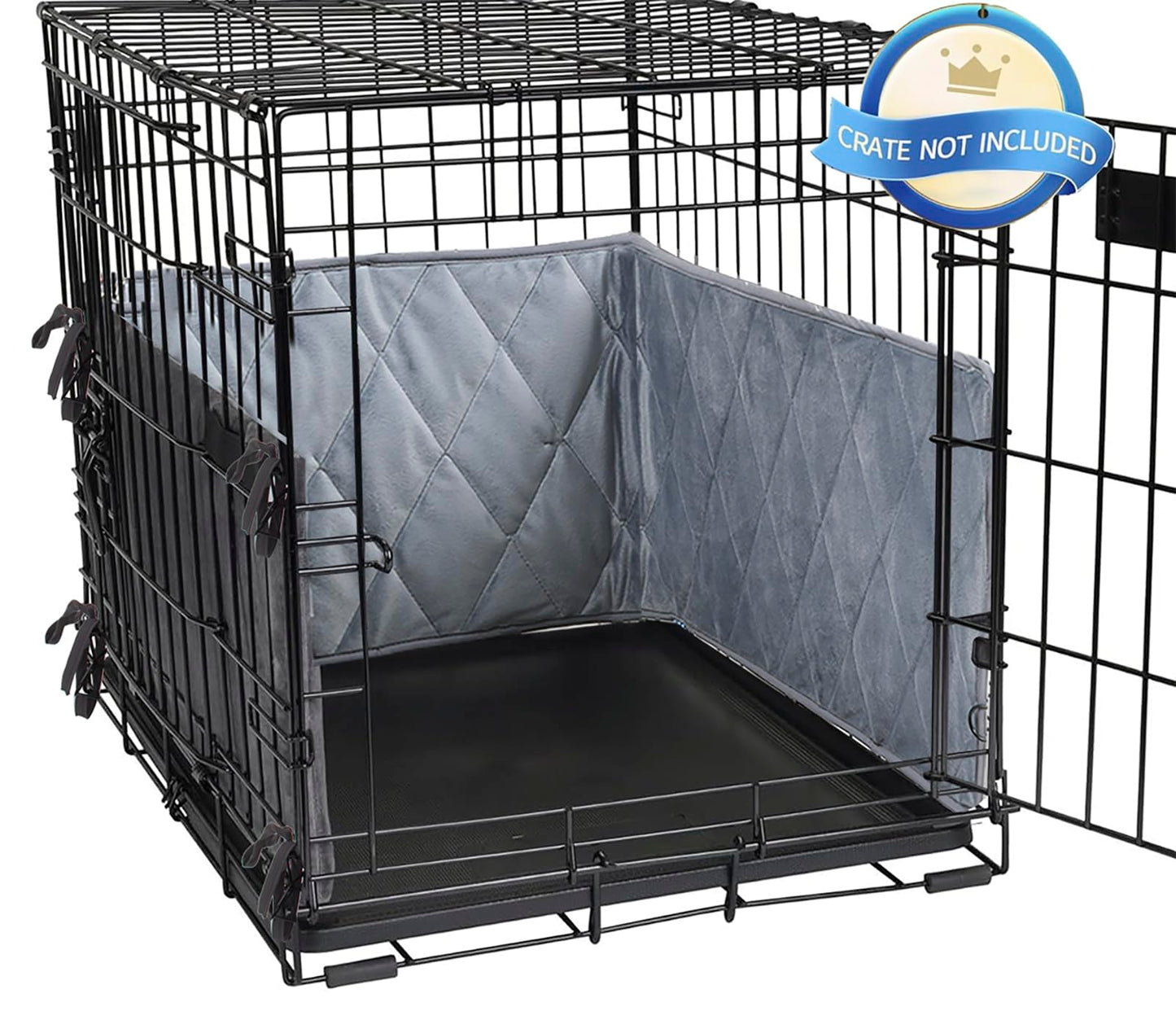 Dog Crate Bumpers for Inside Crate-with Ties，Gray Dog Crate Training Pads Create a Safe and Comfortable Crate Dog Tail Protector (Bumper Only Crate Not Included) 42"X28"X10"