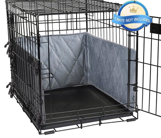 Dog Crate Bumper Pads with Ties – 42x28x10", Gray