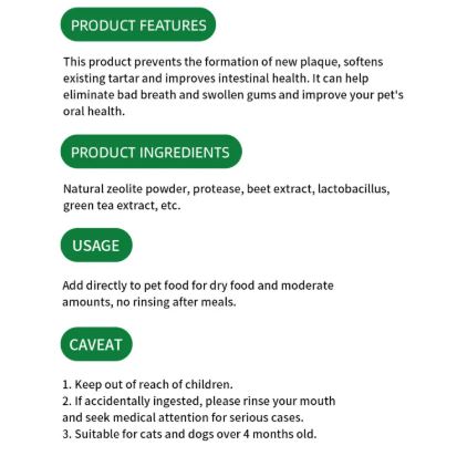Oral Pet Teeth Cleaning Powder for Dogs & Cats