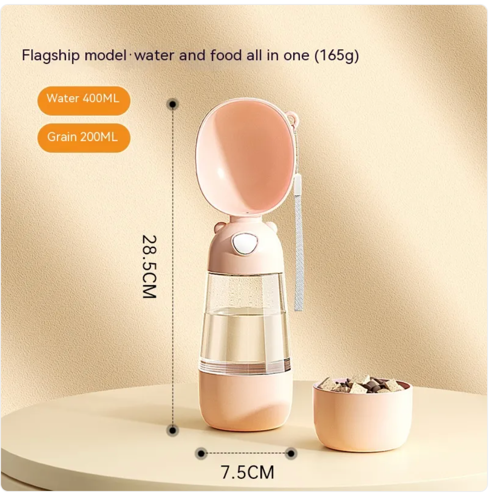 Portable Dog Water Bottle & Feeder – Travel Dispenser and Bowl