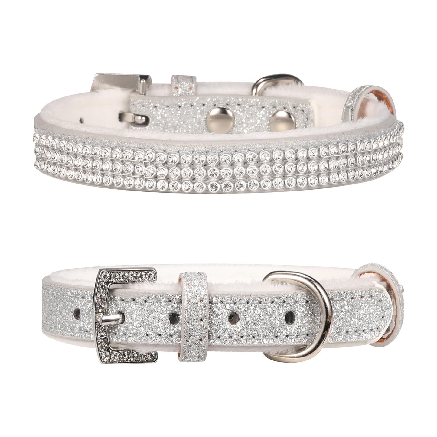 Rhinestone Dog & Cat Collar – Adjustable, Small, Silver