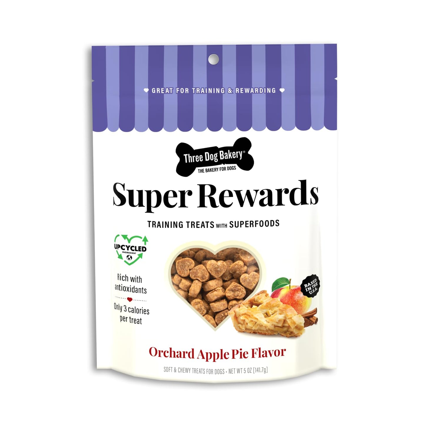 Three Dog Bakery Apple Pie Superfood Dog Treats – 8 oz