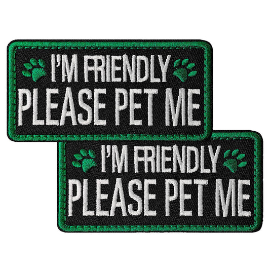 TACVEL "I'm Friendly" Dog Vest Patches – 2-Pack