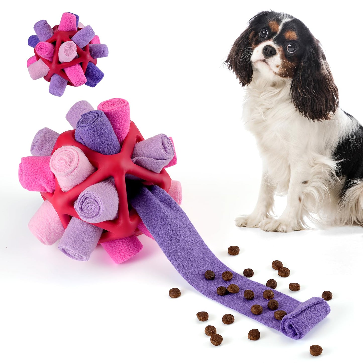 Tesytto Snuffle Ball Dog Toy Interactive Pet Doy Encourage Natural Foraging Skills Slow Food Interesting Training Puppy Playing Portable Pet Toys (Fantasy Purple)