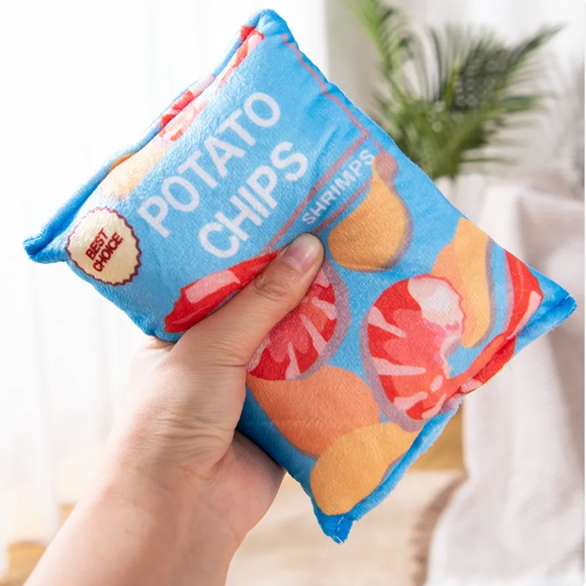 Plush Potato Chip Squeaky Dog Toy