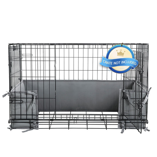 HOMBYS Dog Crate Bumper with Ties – Dark Grey, 36"x22"