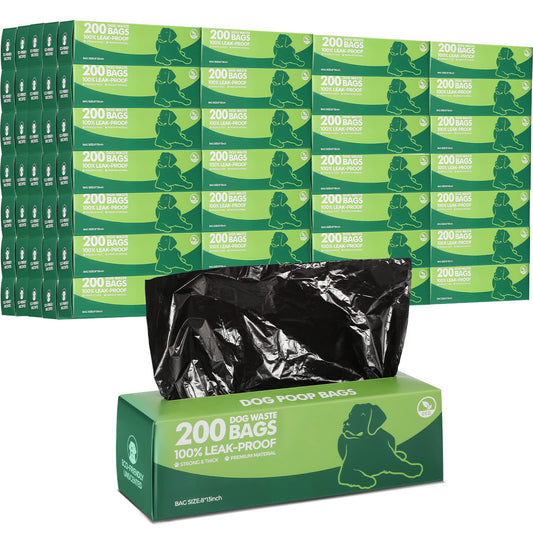 Sherr Bulk Dog Poop Bags – 4000 Count, 20 Rolls, Black
