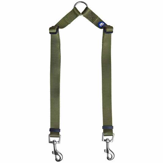 Blueberry Pet Classic Double Dog Leash Coupler – Military Green, Small