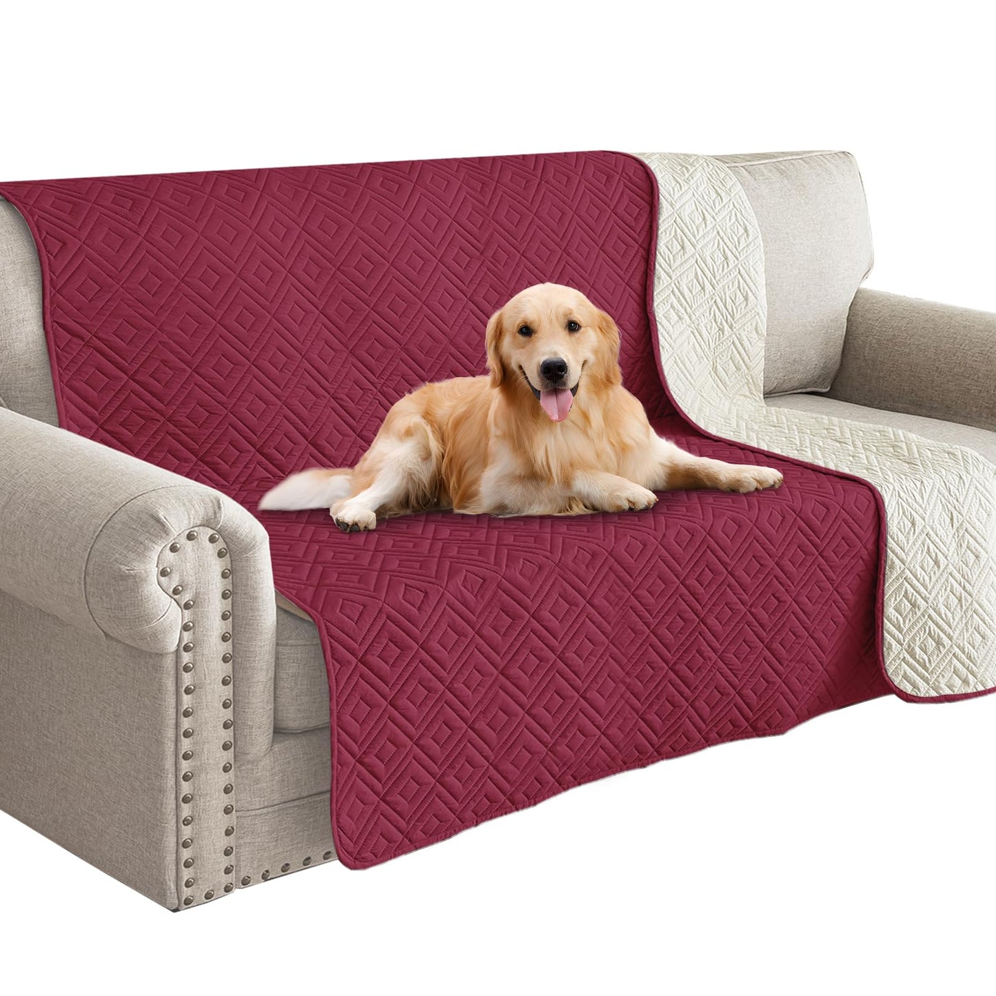 ZNSAYOTX 2025 Waterproof Dog Blankets for Bed - Comfy Couch Cover for Pets (52"x82") Sofa Blankets Durable Washable Indoor Couch Sofa Covers Incontinence Furniture Protector (Wine Red)