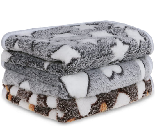 Petsvv 3-Pack Soft Fleece Pet Blankets – Grey Series