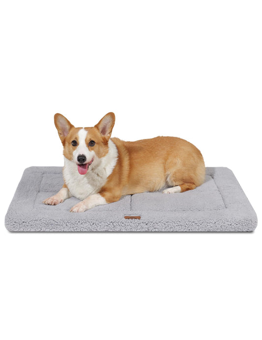 MASSFU Reversible Dog Crate Pad – Fleece & Linen, 29x21"