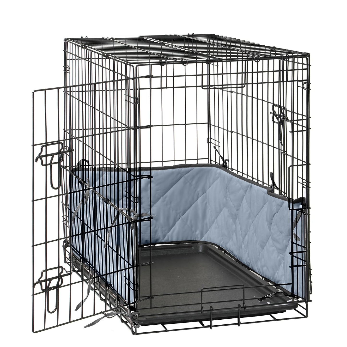Dog Crate Bumper Pads with Ties – Gray, 48"x30"x14"