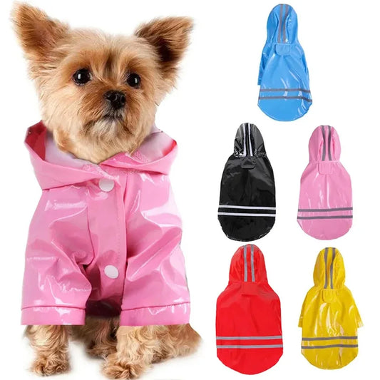 Waterproof Hooded Dog Raincoat with Reflective Strip – S–XL