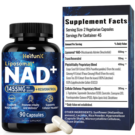 90 Capsules NAD+ Supplement, 1500mg - Liposomal NAD+ Supplement