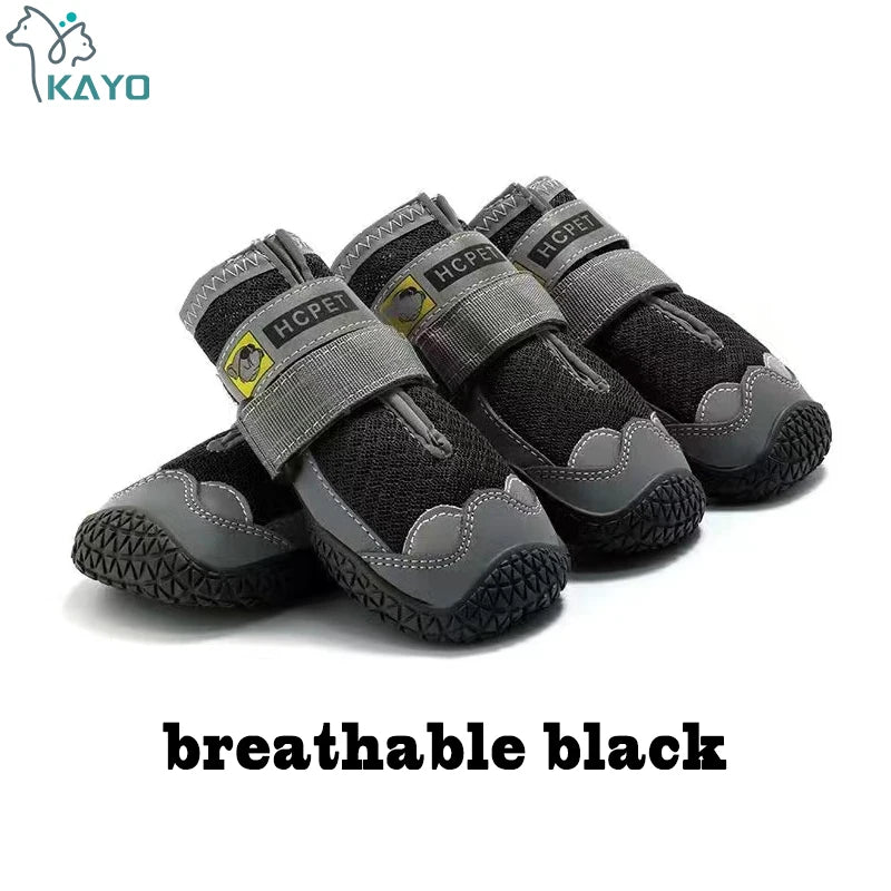 4pcs/set Pet Dog Shoes Reflective Waterproof Dog Boots Warm Snow Rain Pets Booties Anti-slip Socks Footwear For Medium Large Dog