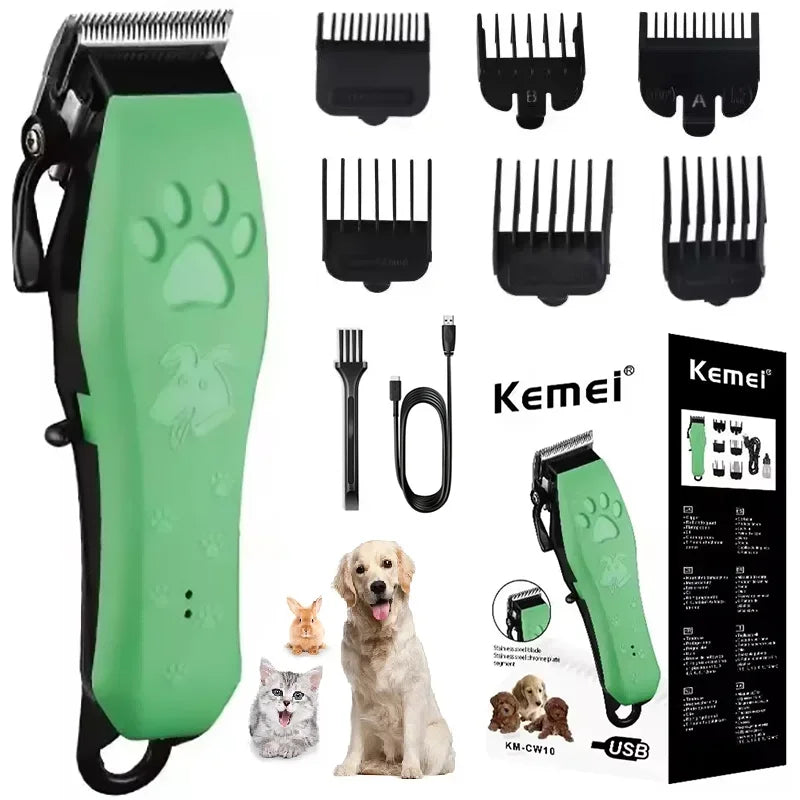Kemei Pet Grooming Hair Clippers Rechargeable Cat Hair Trimmer for Dogs Professional Electric Rechargeable Cats Shaver KM-cw10
