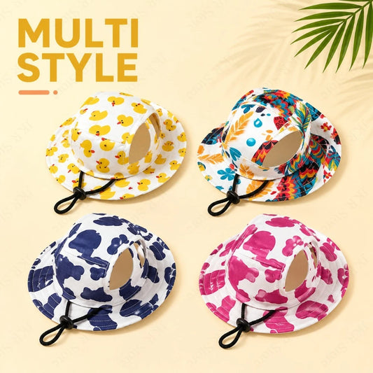Adjustable Sun Protection Dog Hat for Small Breeds
