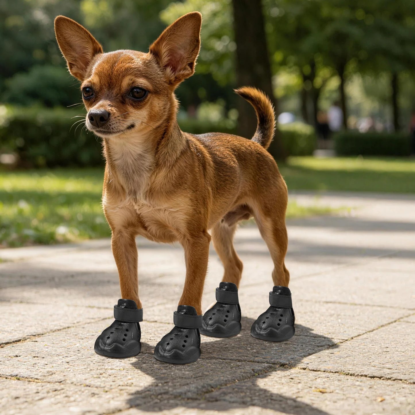 BYMAOCAR Breathable EVA Dog Booties with Adjustable Straps, Non Slip Waterproof Dog Shoes, Wear Resistant Pet Paw Protector Shoes for Outdoor Walking Hiking Daily Use