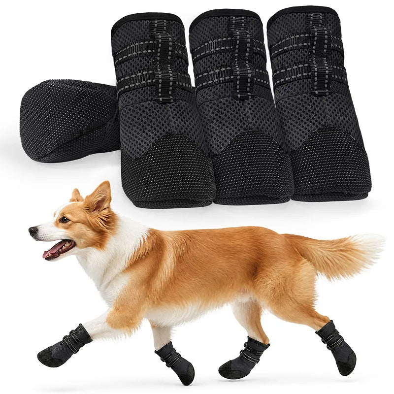 Summer Anti-Slip Breathable Dog Boots Heat Resistant Adjustable Straps Paw Protector Dog Shoes for Medium Large Dogs Walking