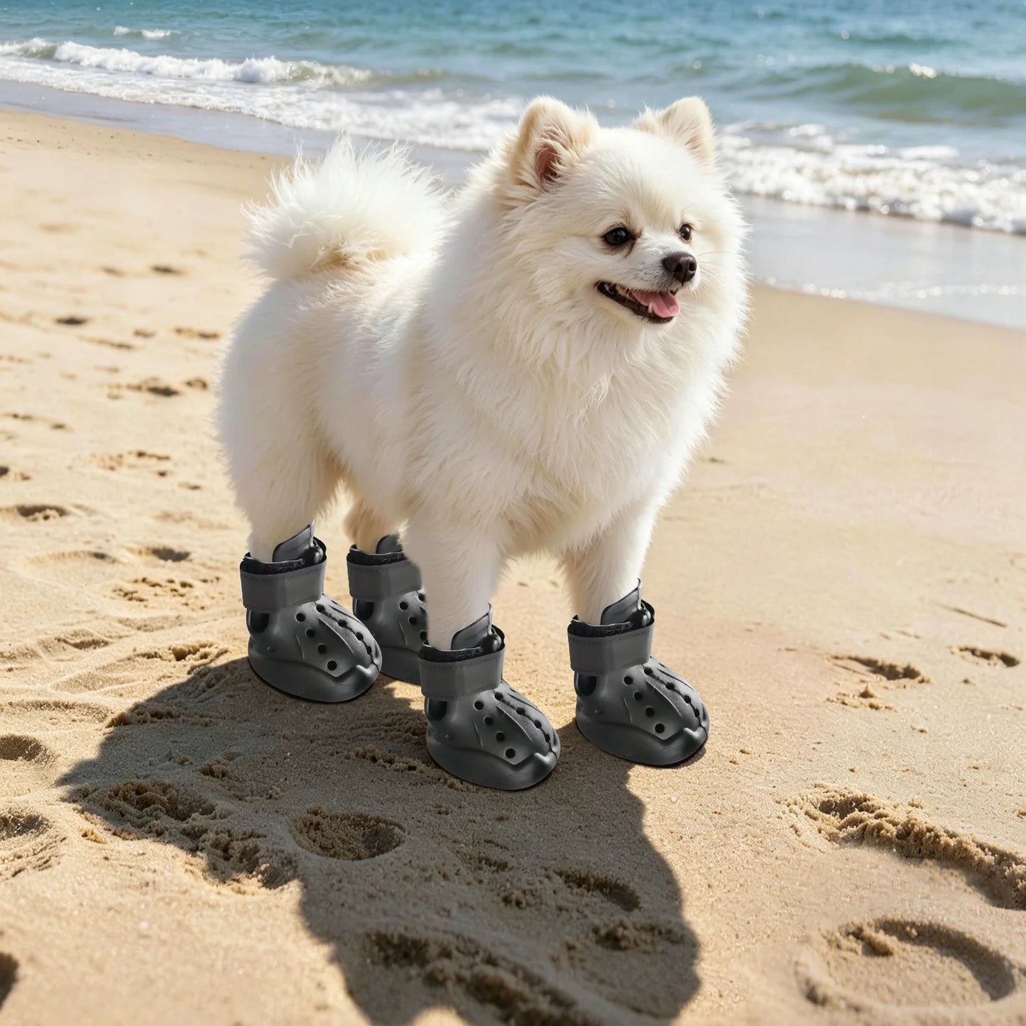 BYMAOCAR Breathable EVA Dog Booties with Adjustable Straps, Non Slip Waterproof Dog Shoes, Wear Resistant Pet Paw Protector Shoes for Outdoor Walking Hiking Daily Use