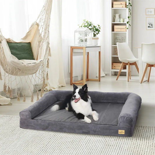 Extra Large Orthopedic Dog Bed with Bolster & Washable Cover
