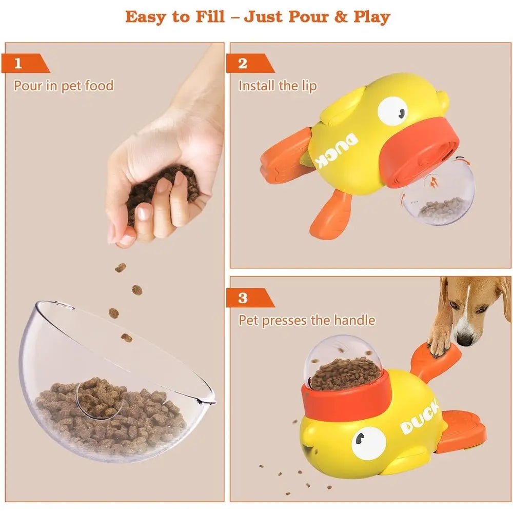 Interactive Dog Treat Dispenser Toy & Slow Feeder Dog Bowls - Duck-Shaped Puzzle Toy for Mental Stimulation, Adjustable Food Out