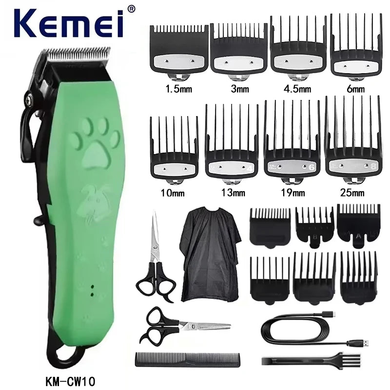 Kemei Pet Grooming Hair Clippers Rechargeable Cat Hair Trimmer for Dogs Professional Electric Rechargeable Cats Shaver KM-cw10
