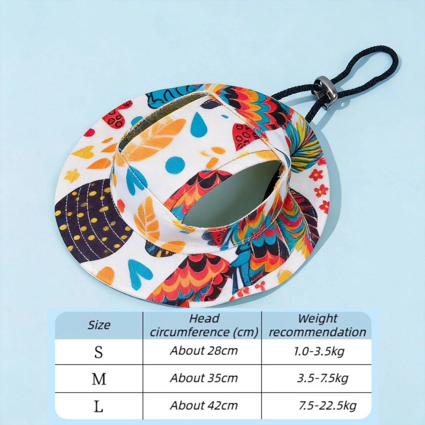 Adjustable Dog Hat Cute Print Cap for Puppies and Small Breeds, Pet Sun Protection Hat for Walking Outdoor Activities