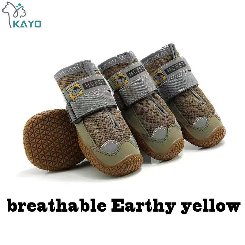 4pcs/set Pet Dog Shoes Reflective Waterproof Dog Boots Warm Snow Rain Pets Booties Anti-slip Socks Footwear For Medium Large Dog