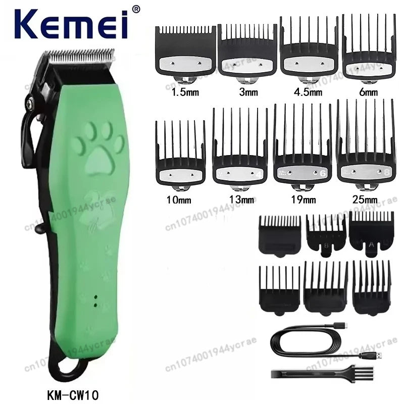 Kemei Pet Grooming Hair Clippers Rechargeable Cat Hair Trimmer for Dogs Professional Electric Rechargeable Cats Shaver KM-cw10