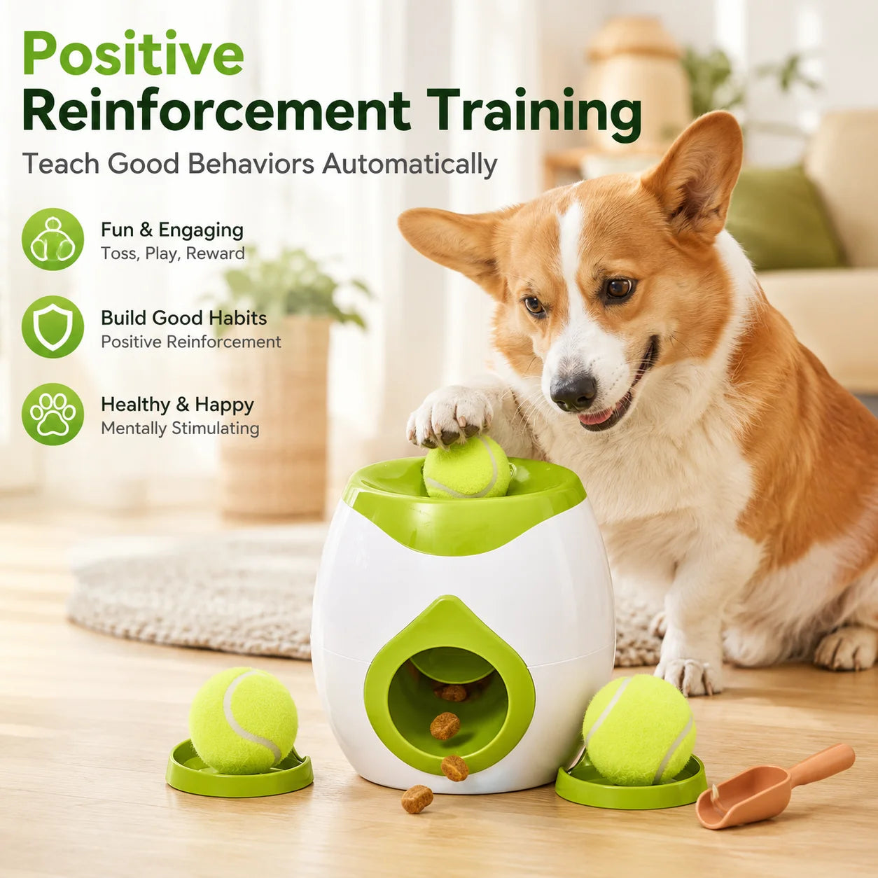 Dog Interactive Tennis Ball Treat Reward Machine Automatic Snack Dispenser Dog Training Puzzle Feeder Toy for Small Medium Dogs
