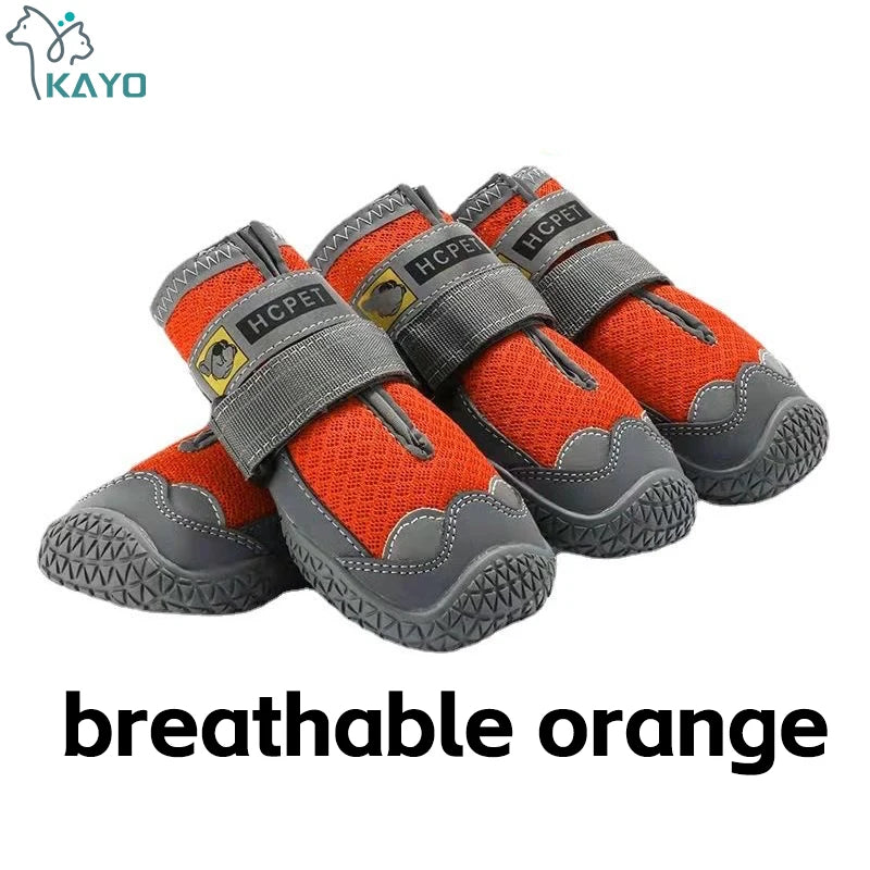 4pcs/set Pet Dog Shoes Reflective Waterproof Dog Boots Warm Snow Rain Pets Booties Anti-slip Socks Footwear For Medium Large Dog