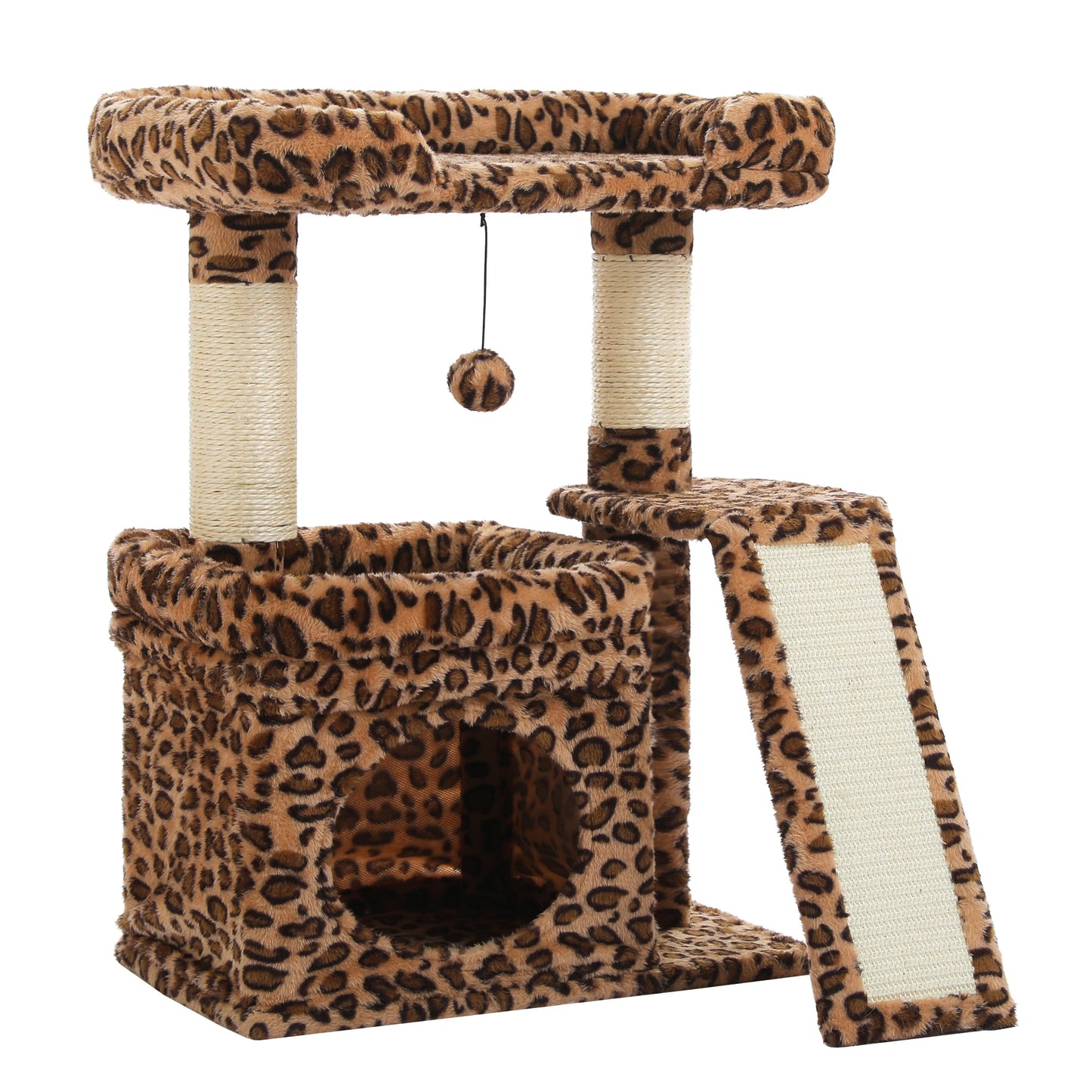 Small Cat Tree for Indoor Cat Tower with Sisal Scratching Post and Pad Wide Top Perch Large Cat Condo Cat Scratchers Cat Toys
