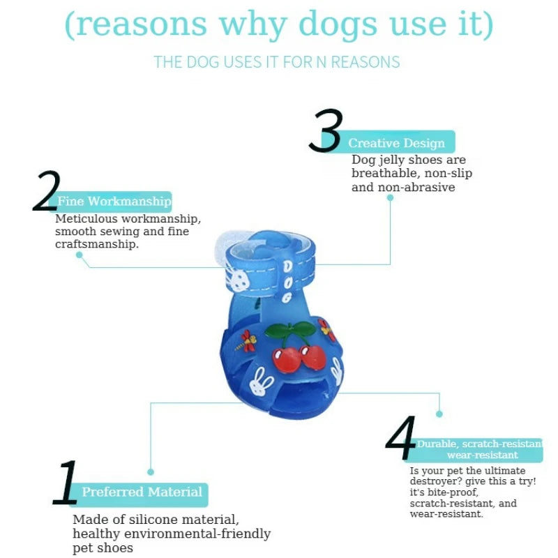 Breathable Pet Shoes Adjustable Non-Slip Dogs Sandals Summer Waterproof Puppy Rain Shoes Outdoor Dog Paw Protector Pets Supplies