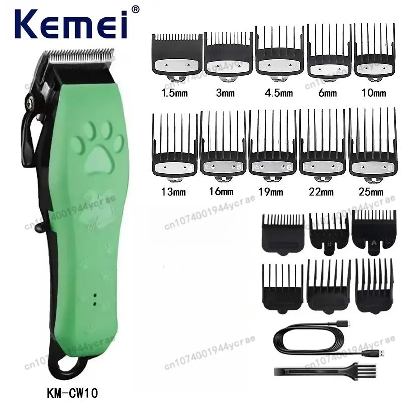 Kemei Pet Grooming Hair Clippers Rechargeable Cat Hair Trimmer for Dogs Professional Electric Rechargeable Cats Shaver KM-cw10