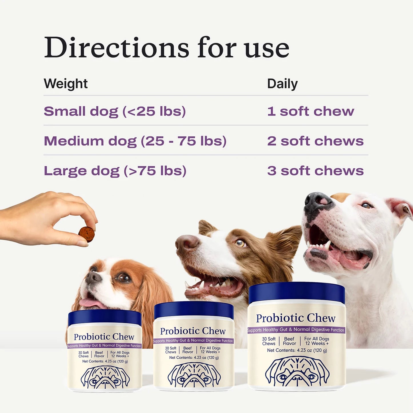 Dog Probiotics Chews - Dog Probiotics for Gut Health, Occasional Diarrhea, Digestive Health & Seasonal Allergies, Beef Flavor