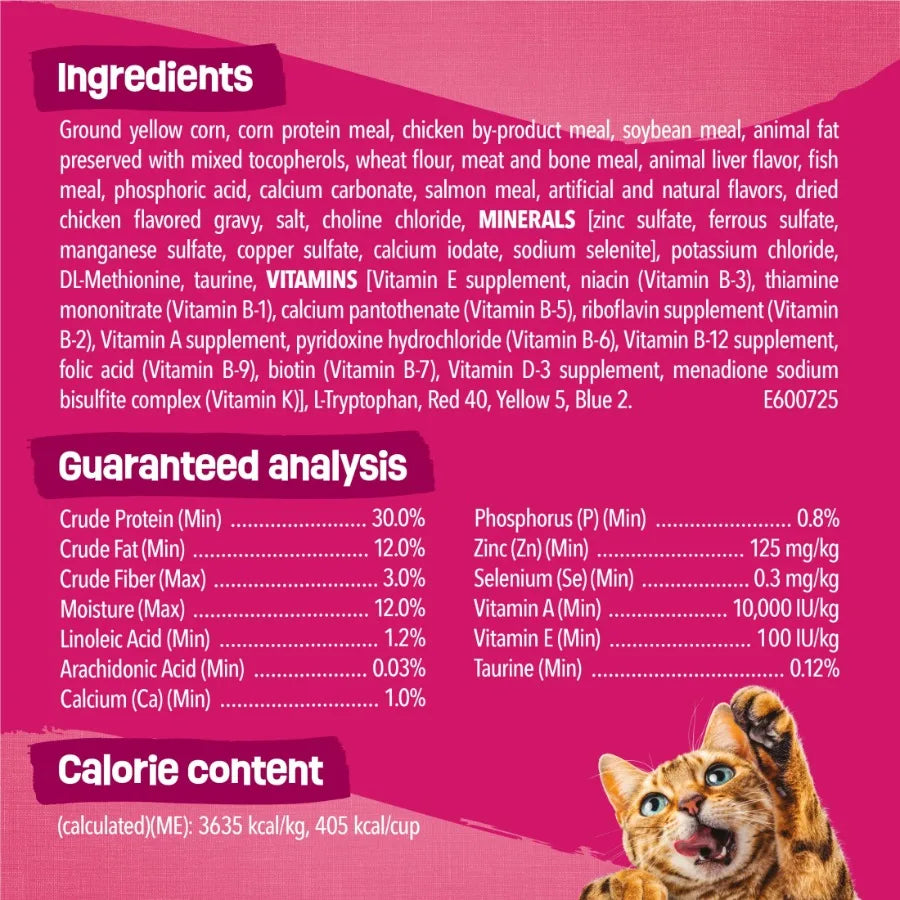 Purina Gravy Swirlers Dry Cat Food Flavors of Chicken, Salmon and Gravy, 22 lb Bag